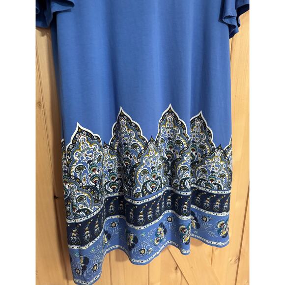 J. Jill | Wearever Collection Blue Paisley Borderd Shirt Dress | Size L - Picture 3 of 11